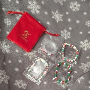 Kids Beaded Bracelet Set - Red, Green, White